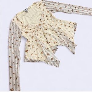RSQ Cream and Brown Floral Blouse